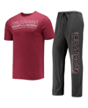 Concepts Sport Men's  Heathered Charcoal, Maroon Distressed Virginia Tech Hokies Meter T-shirt And Pa In Heathered Charcoal,maroon