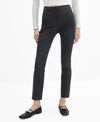 Mango Crop Skinny Trousers Navy In Light Heather Gray