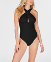 Michael Kors Michael  Embellished One-shoulder Underwire One-piece Swimsuit In Black