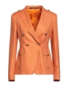Tagliatore 02-05 Woman Blazer Orange Size 12 Linen