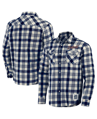 Fanatics Men's Darius Rucker Collection By  Navy Detroit Tigers Plaid Flannel Button-up Shirt