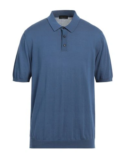 Roberto Collina Man Sweater Slate Blue Size 44 Cotton In Blue