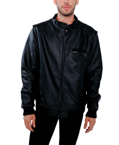 Members Only Big & Tall Faux Leather Iconic Racer Jacket In Black