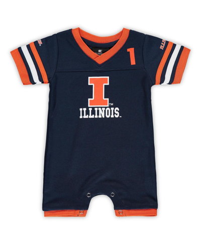 Colosseum Babies' Newborn And Infant Boys And Girls  Navy Illinois Fighting Illini Bumpo Football Logo Romper