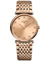Longines Women's Swiss La Grande Classique De  Diamond (1/10 Ct. T.w.) Rose Gold Pvd Bracelet Watch 2 In Red Pvd Coating
