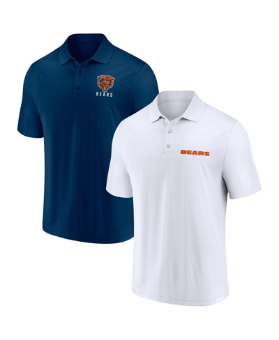 Fanatics Men's  White, Navy Chicago Bears Lockup Two-pack Polo Shirt Set In White,navy