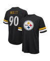 Majestic Men's  Threads T.j. Watt Black Distressed Pittsburgh Steelers Name And Number Oversize Fit T In Black