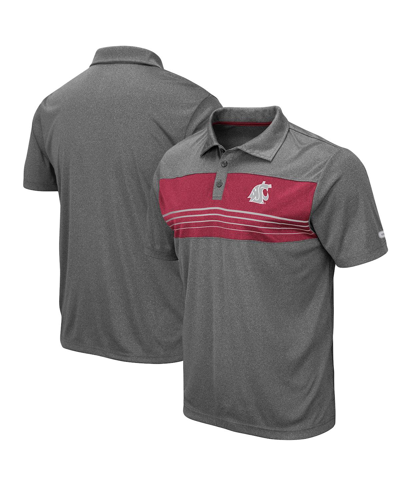 COLOSSEUM MEN'S COLOSSEUM HEATHERED CHARCOAL WASHINGTON STATE COUGARS SMITHERS POLO SHIRT
