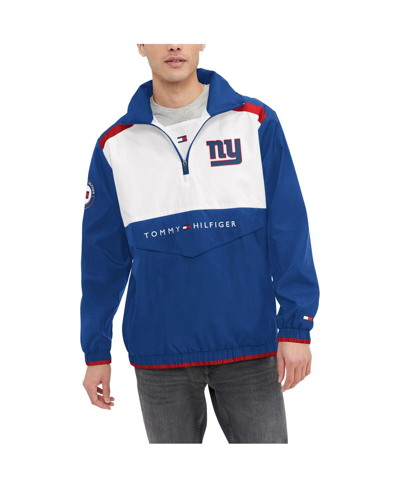 Tommy Hilfiger Men's  Royal, White New York Giants Carter Half-zip Hooded Top In Royal,white