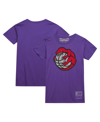 MITCHELL & NESS MEN'S AND WOMEN'S MITCHELL & NESS PURPLE TORONTO RAPTORS HARDWOOD CLASSICS MVP THROWBACK LOGO T-SHIR