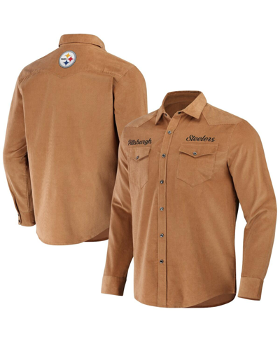 Fanatics Men's Nfl X Darius Rucker Collection By  Tan Pittsburgh Steelers Western Full-snap Shirt