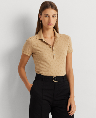 Lauren Ralph Lauren Women's Logo Jacquard Polo Shirt In Birch Tan