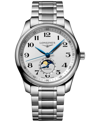 LONGINES MEN'S SWISS AUTOMATIC MASTER MOONPHASE STAINLESS STEEL BRACELET WATCH 40MM
