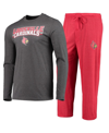 Concepts Sport Red/heathered Charcoal Louisville Cardinals Meter Long Sleeve T-shirt & Pants Sleep S In Red,heathered Charcoal
