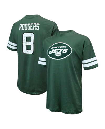 MAJESTIC MEN'S MAJESTIC THREADS AARON RODGERS GREEN DISTRESSED NEW YORK JETS NAME AND NUMBER OVERSIZE FIT T-S