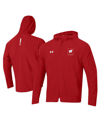 UNDER ARMOUR MEN'S UNDER ARMOUR RED WISCONSIN BADGERS UNSTOPPABLE RAGLAN FULL-ZIP JACKET