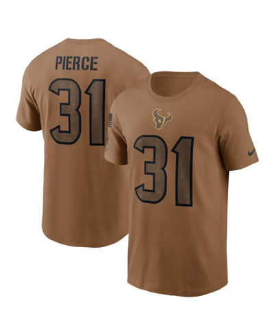 NIKE MEN'S NIKE DAMEON PIERCE BROWN DISTRESSED HOUSTON TEXANS 2023 SALUTE TO SERVICE NAME AND NUMBER T-SH