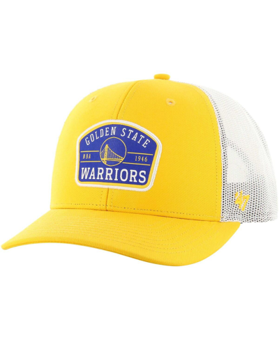 47 Brand Men's ' Gold Golden State Warriors Semi Patch Trucker Adjustable Hat