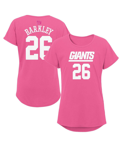 Outerstuff Kids' Girls Youth Saquon Barkley Pink New York Giants Player Name & Number T-shirt
