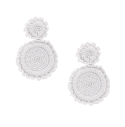 Sohi Women's White Beaded Circular Drop Earrings