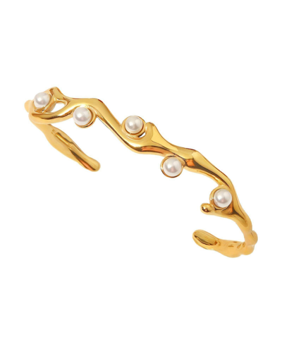 Akalia Waterproof Diane 18k Gold Plated Stainless Steel Pearl Bracelet