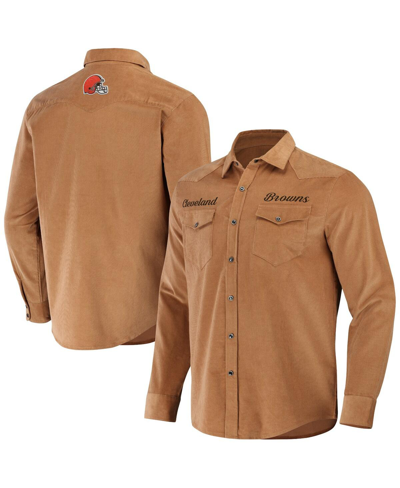 Fanatics Men's Nfl X Darius Rucker Collection By  Tan Cleveland Browns Western Full-snap Shirt