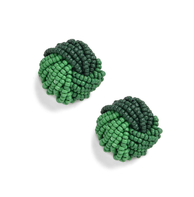 Sohi Women's Green Beaded Twist Stud Earrings