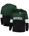 Fanatics Men's  Hunter Green, Black Milwaukee Bucks Big And Tall Split Pullover Sweatshirt In Hunter Green,black