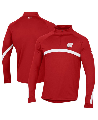 Under Armour Men's  Red Wisconsin Badgers Game Day Raglan Quarter-zip Top