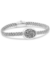 Devata Sterling Silver Bali Filigree Hammer Accent Dragon Bone Chain Bracelet In Silver