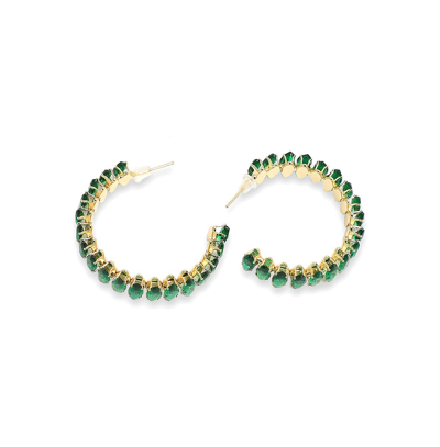 Sohi Women's Green Embellished Hoop Earrings