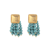 Sohi Women's Blue Beaded Cluster Drop Earrings In Blue