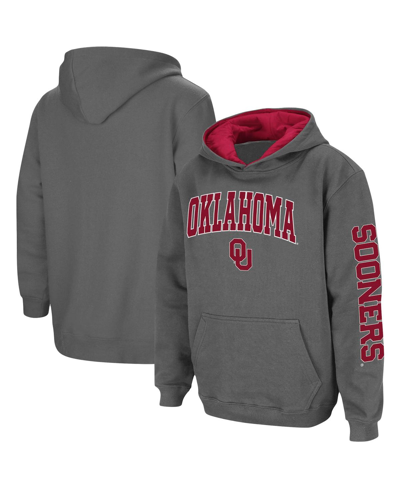 Colosseum Kids' Youth Boys  Charcoal Oklahoma Sooners 2-hit Team Pullover Hoodie