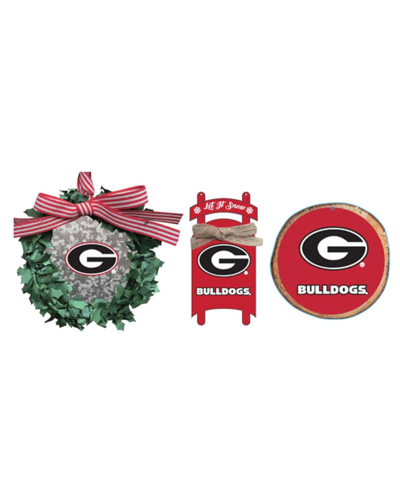 Memory Company The  Georgia Bulldogs Three-pack Wreath, Sled And Circle Ornament Set In Multi
