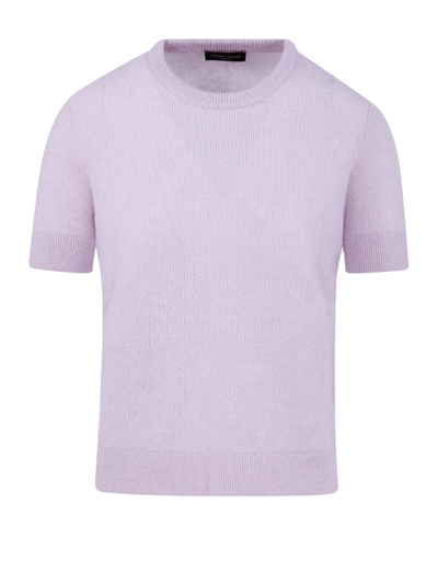 Roberto Collina Crewneck Knitted Top In Purple