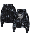 The Wild Collective Black Minnesota Vikings Tie-dye Cropped Pullover Hoodie In Black