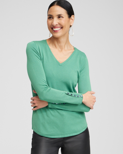 Chico's Spun Rayon V-neck Pullover Sweater In Twisted Ivy