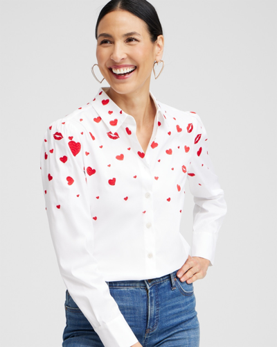 Chico's Embellished Hearts Shirt In White