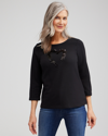 CHICO'S SEQUINS HEART VALENTINE'S TEE IN BLACK SIZE 0/2 | CHICO'S