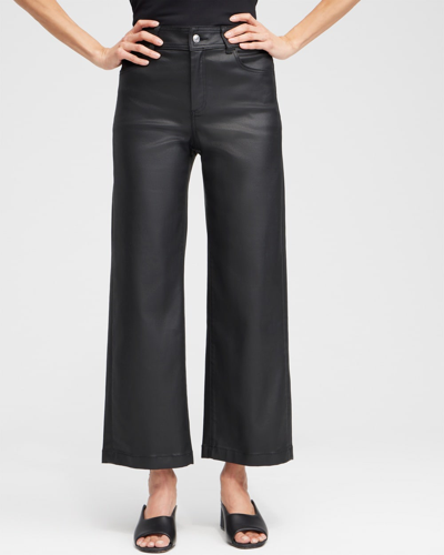 Chico's Coated Wide Leg Cropped Denim In Black Size 16/18 |