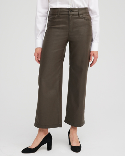 Chico's Coated Wide Leg Cropped Denim In Brown Size 16/18 |  In Taupe