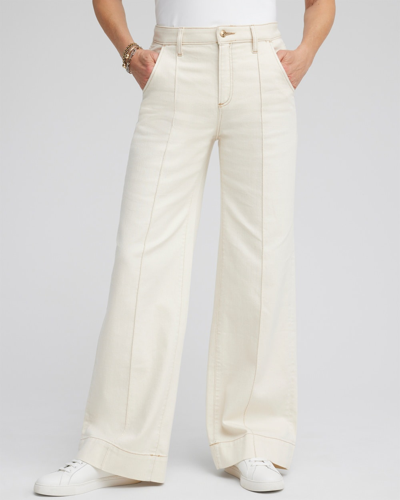 Chico's Pintuck High Rise Wide Leg Jeans In Natural Seeded