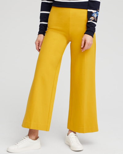 Chico's Ponte Wide Leg Ankle Pants In Yellow