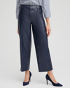 CHICO'S FAUX LEATHER TROUSERS CROPPED CAPRI PANTS IN CONSTELLATION BLUE SIZE 10 | CHICO'S