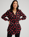Chico's Heart Print Tunic Top In Black Size 16/18 |  In Black