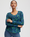 CHICO'S HALF MOON V-NECK PULLOVER SWEATER IN GREEN SIZE XXL | CHICO'S
