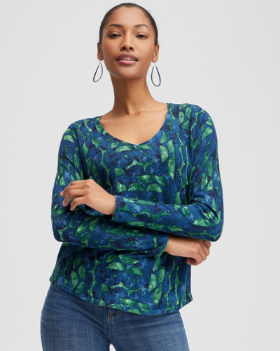 Chico's Spun Rayon Half Moon V-neck Pullover In Twisted Ivy