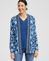 CHICO'S DOUBLE KNIT CARDIGAN SWEATER IN NAVY BLUE SIZE 8/10 | CHICO'S