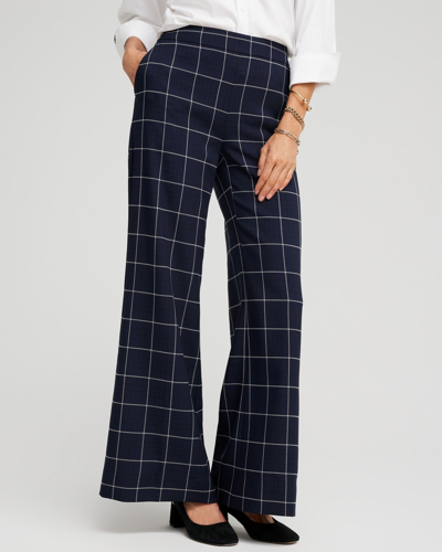 Chico's Jacquard Flare Trousers In Blue Size 8 |  In Navy Blue