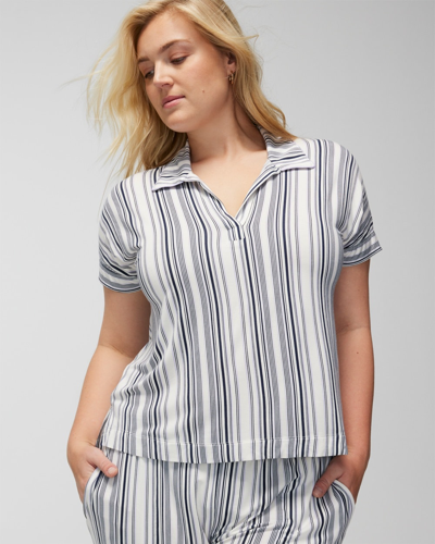 Soma Women's Cool Nights Split-neck Short Sleeve T-shirt In Lavender Size Xl |